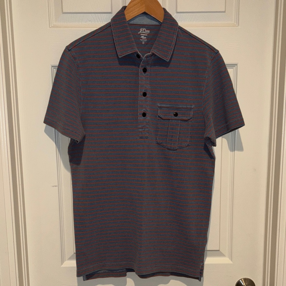 Indigo Navy and Red Striped Polo Shirt